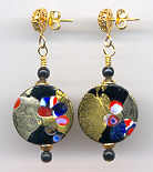 "Klimt"  coin Venetian bead earrings